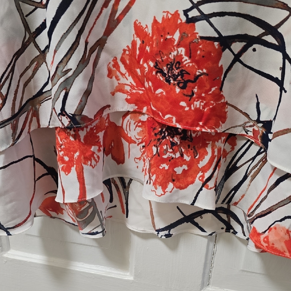 KEREN hart Red and Black Floral Top 047 - Picture 2 of 4